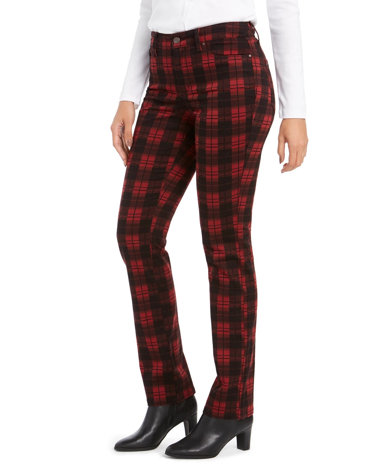 Calça jeans feminina Charter Club Petite Plaid Lexington preta tamanho 14 P