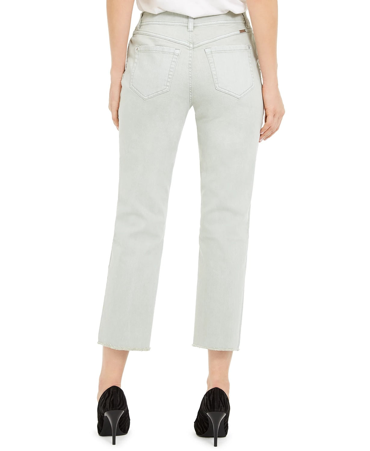 Calça jeans feminina desfiada e reta, tamanho 14, verde, da INC International Concepts