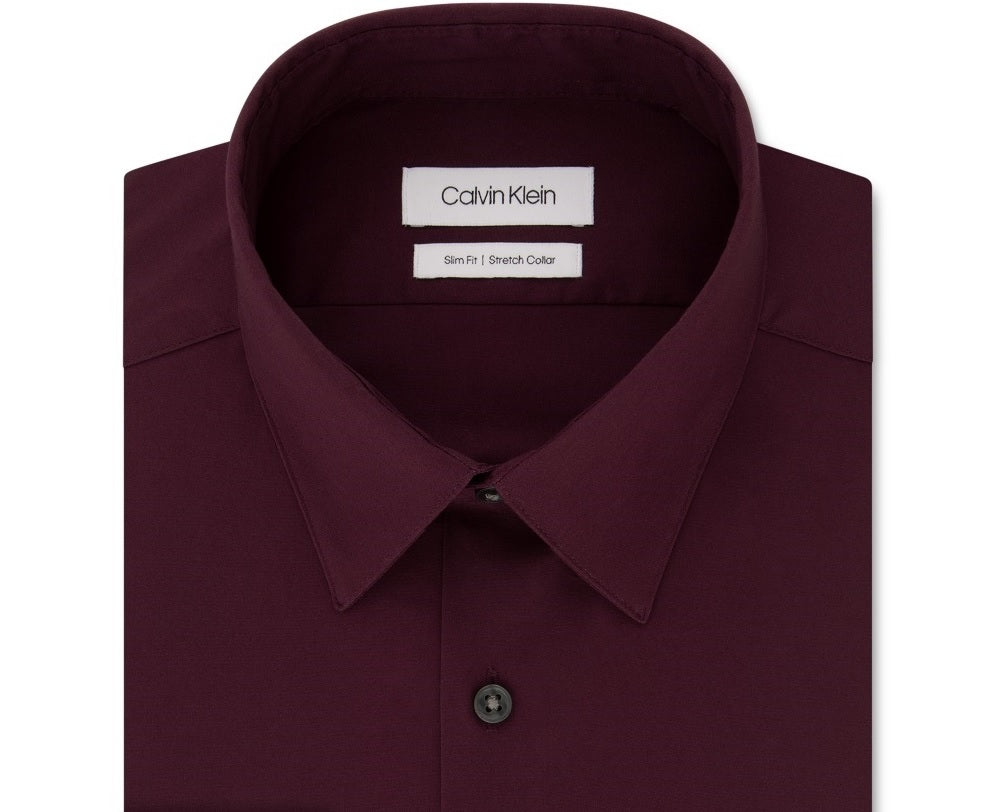 Camisa social Calvin Klein masculina slim fit com gola flexível elástica vermelha tamanho 34-35
