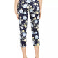 Calça Capri Feminina Charter Club com Estampa Floral e Controle de Barriga Azul Tamanho 12