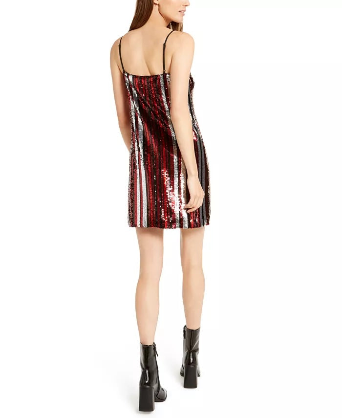 Vestido listrado com lantejoulas Bar III feminino, preto, tamanho X-Large