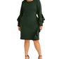 Vestido tubinho com babados plus size da Rachel Rachel Roy, tamanho 14W, verde, moderno, feminino