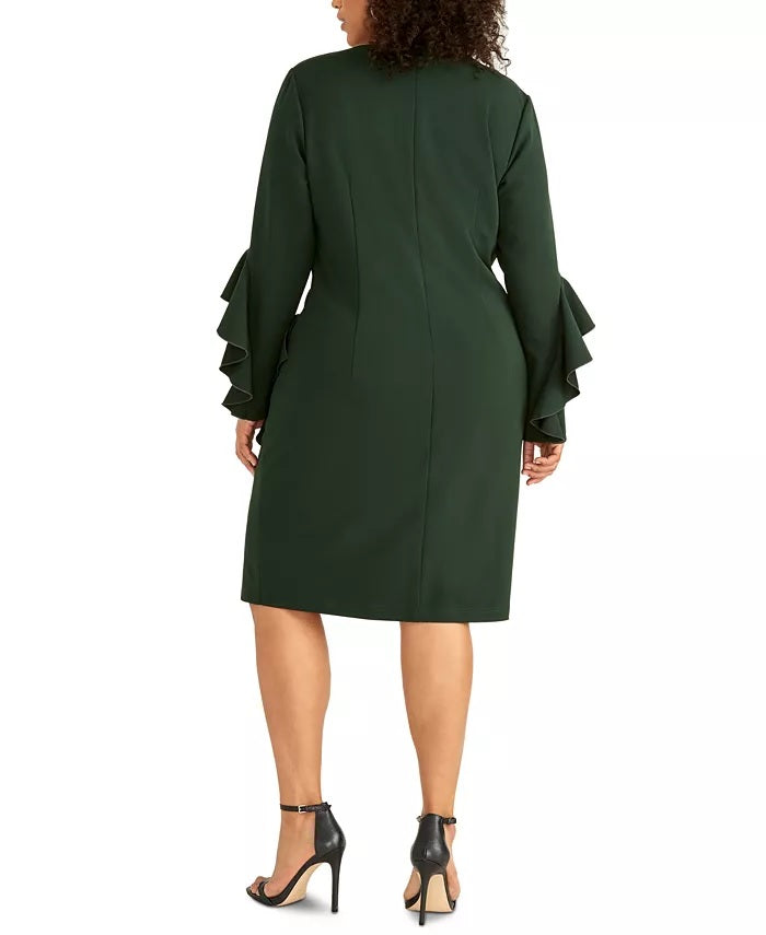 Vestido tubinho com babados plus size da Rachel Rachel Roy, tamanho 14W, verde, moderno, feminino