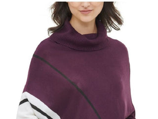 Calvin Klein Poncho Suéter Listrado Feminino Roxo Tamanho P