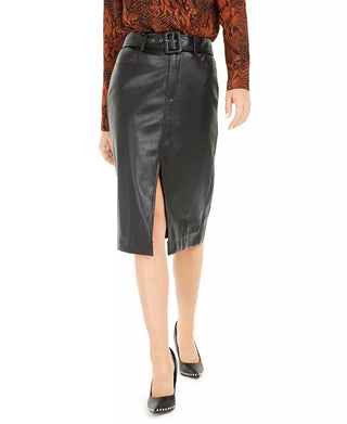 Saia com fenda e cinto de couro sintético Becca Tilley x Bar III feminina, preta, tamanho X-S