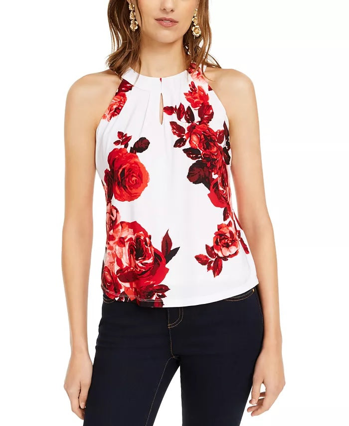 INC International Concepts Top curto feminino com decote em V, branco, tamanho P
