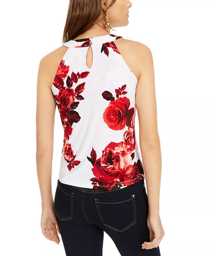 INC International Concepts Top curto feminino com decote em V, branco, tamanho P