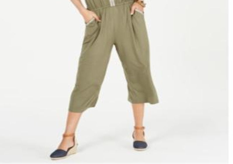 Macacão curto bordado feminino Style &amp; Co, verde, tamanho Petit XL