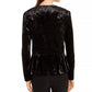 Jaqueta feminina peplum de veludo amassado da INC International Concepts, preta, tamanho pequeno, extragrande