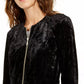 Jaqueta feminina peplum de veludo amassado da INC International Concepts, preta, tamanho pequeno, extragrande