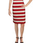 Vestido feminino listrado com decote em V e mangas curtas, tamanho médio, vermelho, Charter Club