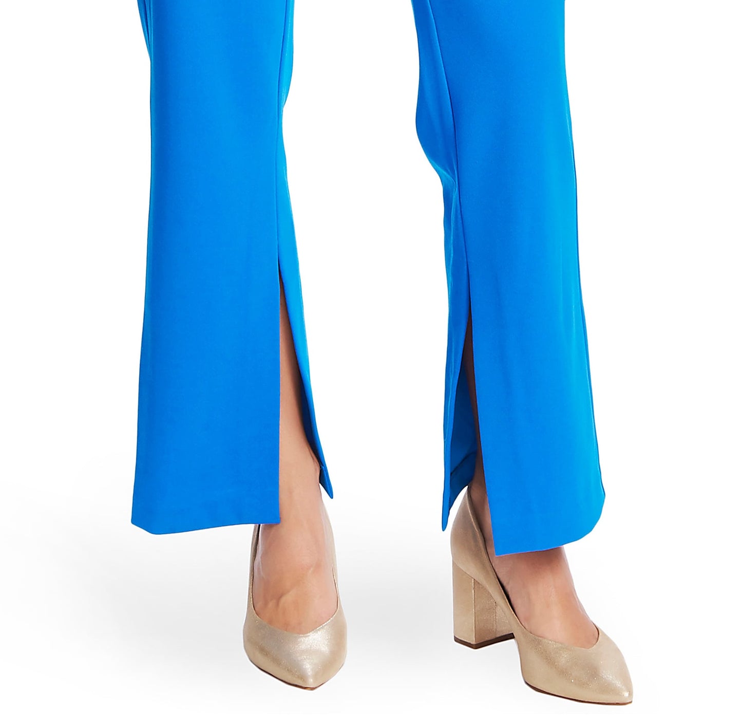 Calça feminina Vince Camuto com fenda lateral e ponte em malha azul, tamanho 12