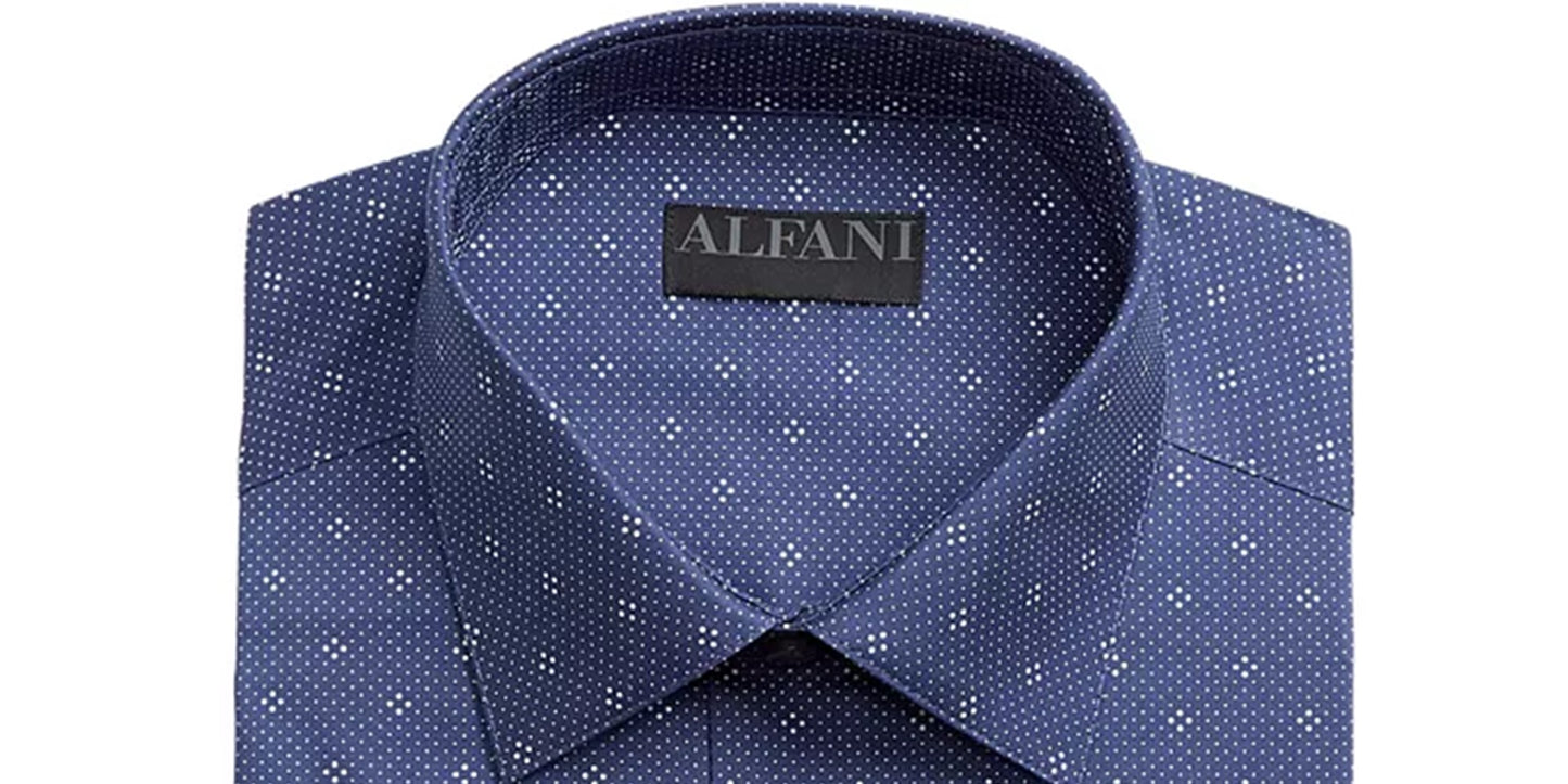 Camisa social masculina Alfani Slim Fit Performance Stretch Easy Care, azul, tamanho L 16-16/5
