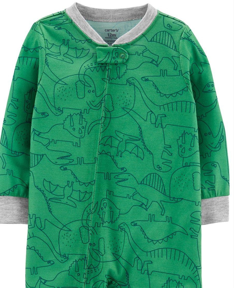 Pijama estampado de dinossauro Carter's Baby Boy, 1 peça, verde, tamanho 18 meses