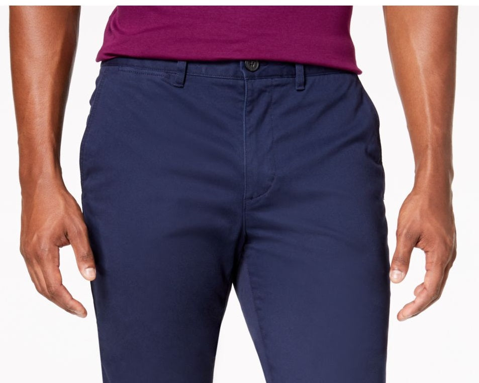 Calça Chino Lacoste Masculina Regular Fit Algodão Gabardine Azul Tamanho 46X32
