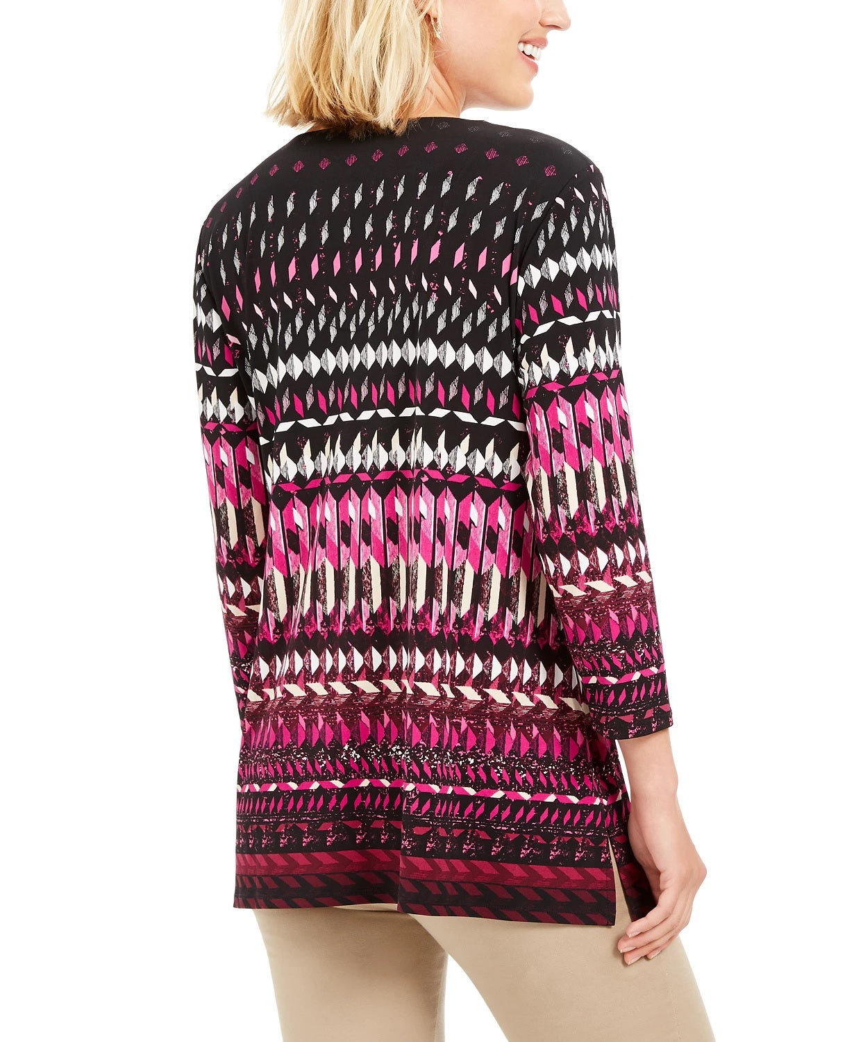 Túnica estampada feminina JM Collection rosa tamanho pequeno médio