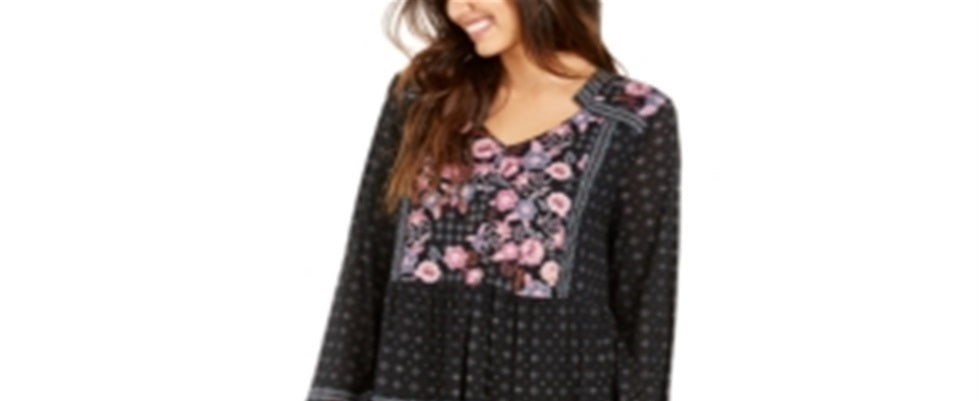 Vestido feminino estilo camponês de malha estampada, preto, tamanho pequeno L