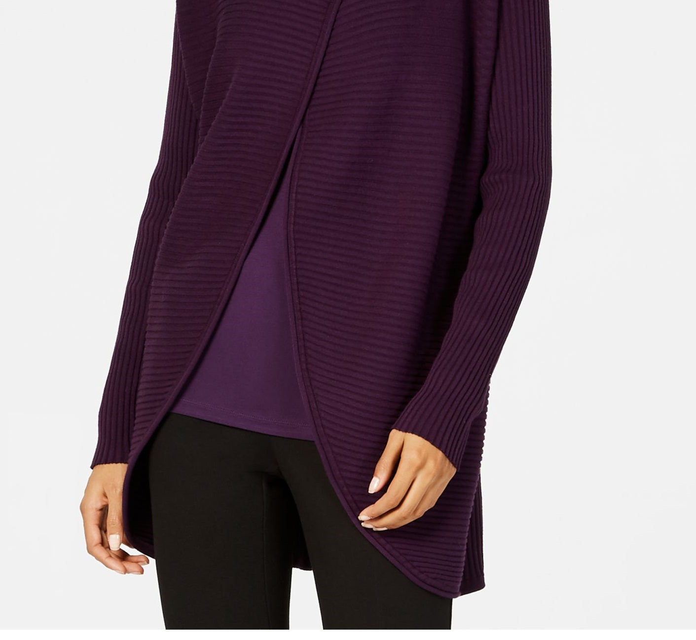 Cardigan conversível com acabamento em pele sintética Alfani feminino, roxo, tamanho pequeno P/M