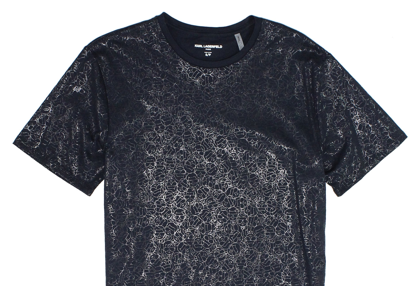 Camiseta masculina Karl Lagerfeld Paris com estampa de desenho animado, azul, tamanho pequeno