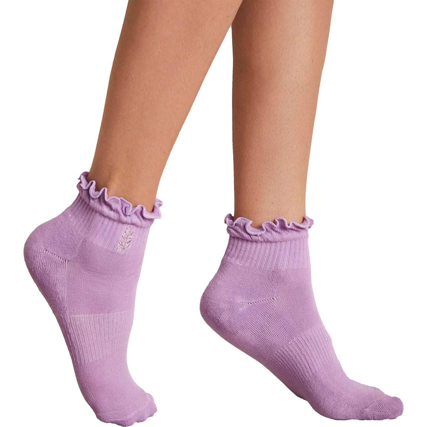 Meias femininas Free People Quarter, estampadas, com babados, roxas, tamanho único