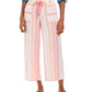 Calça cropped feminina de linho listrada estilo &amp; co, rosa, tamanho grande