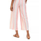 Calça cropped feminina de linho listrada estilo &amp; co, rosa, tamanho grande