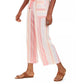 Calça cropped feminina de linho listrada estilo &amp; co, rosa, tamanho grande