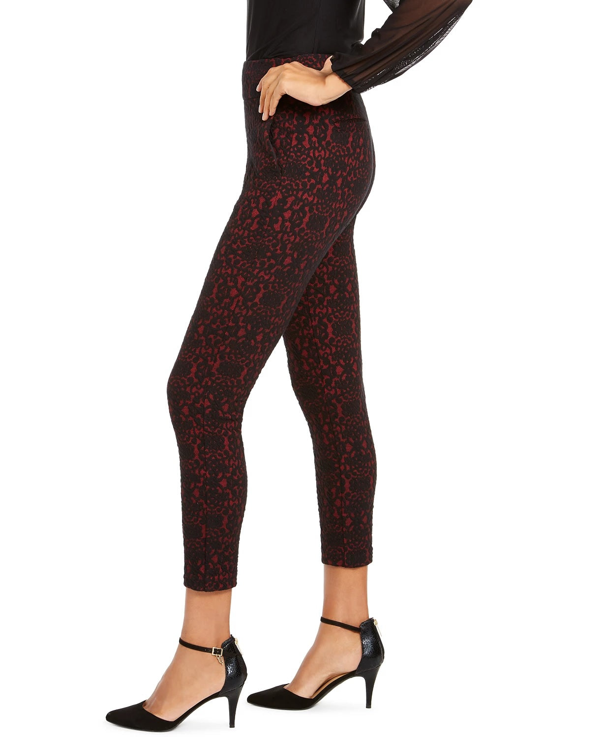 Calça skinny cropped feminina Thalia Sodi estampada vermelha tamanho pequeno