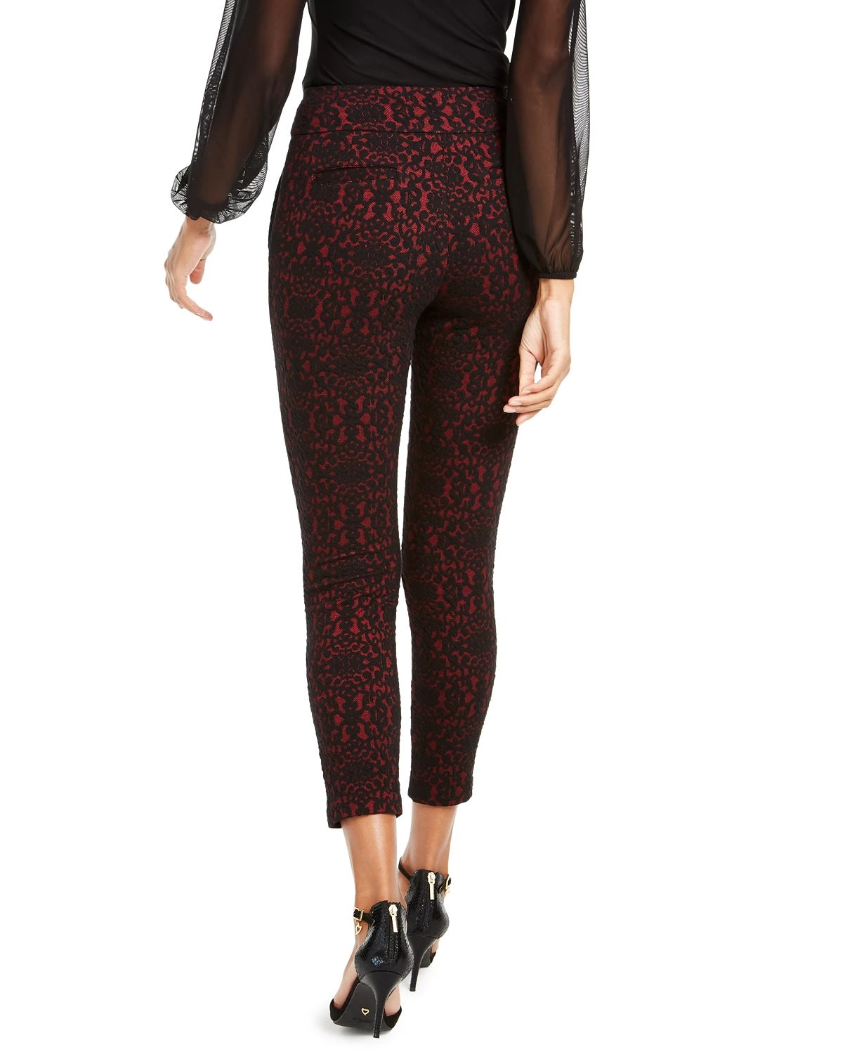Calça skinny cropped feminina Thalia Sodi estampada vermelha tamanho pequeno