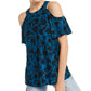 INC International Concepts Top feminino estampado com ombros descobertos e manga curta, verde, tamanho P