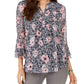 Blusa feminina estampada com decote aberto, azul, tamanho grande