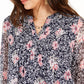 Blusa feminina estampada com decote aberto, azul, tamanho grande
