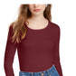 Blusa feminina esplêndida de manga comprida com decote redondo, vermelha, tamanho médio