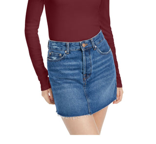 Blusa feminina esplêndida de manga comprida com decote redondo, vermelha, tamanho médio