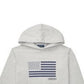 Ralph Lauren Big Boy's Moletom com capuz de algodão felpudo bordado cinza tamanho P
