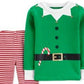 Conjunto de pijama unissex Carter's para crianças com estampa de elfo e calças de dormir, verde, tamanho 18 meses