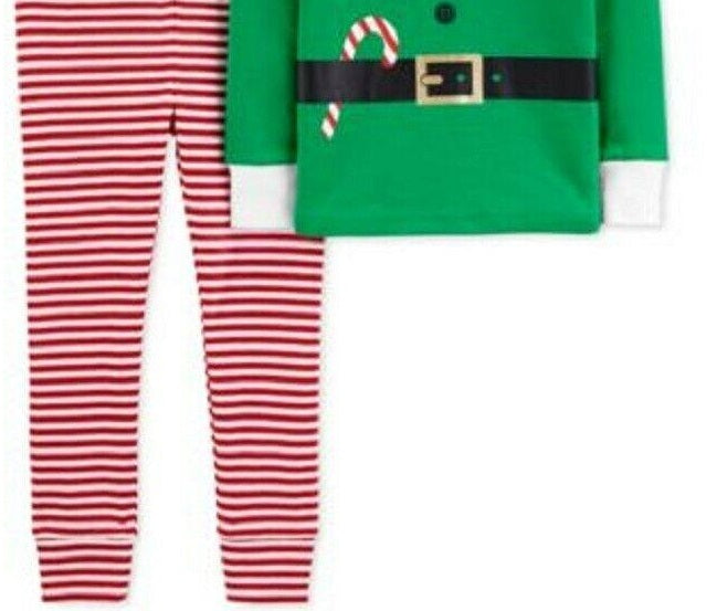 Conjunto de pijama unissex Carter's para crianças com estampa de elfo e calças de dormir, verde, tamanho 18 meses