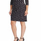 Vestido de malha estampado feminino Ralph Lauren, preto, tamanho 12 P