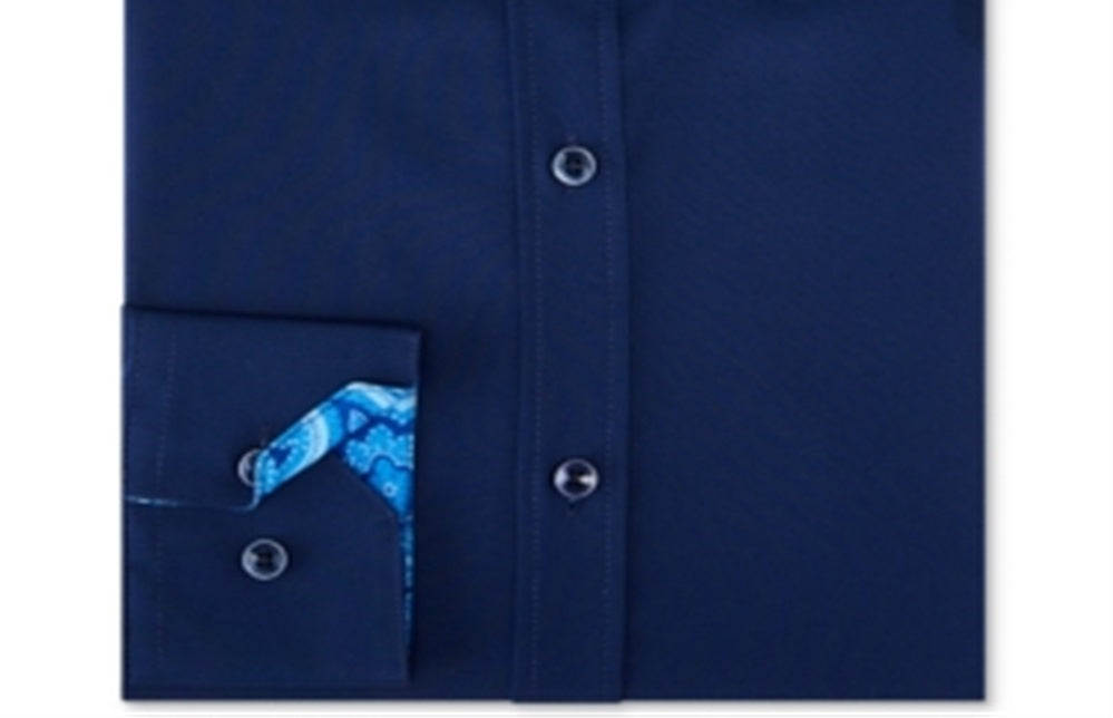 Camisa social masculina Tallia com gola estampada, azul, tamanho 32-33