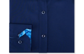 Camisa social masculina Tallia com gola estampada, azul, tamanho 32-33