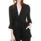 Blazer feminino Bar III com gola xale e cinto, preto, tamanho extragrande