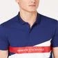 Camisa polo masculina com estampa de logotipo em blocos de cores AX Armani Exchange - Azul-marinho, tamanho XXL