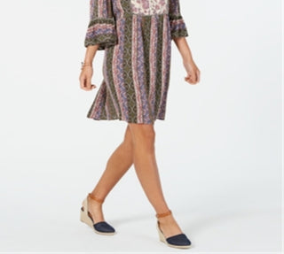 Vestido feminino estampado com manga sino estilo &amp; co, verde, tamanho pequeno M