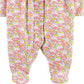 Macacão de algodão com estampa floral Carter's Baby Girl, rosa, vários tamanhos, 9MOS