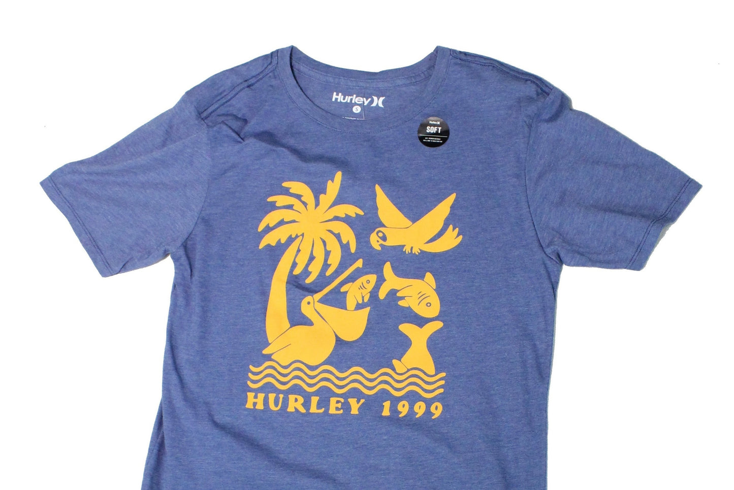Camiseta Hurley Masculina Manga Curta Estampada Azul Tamanho P