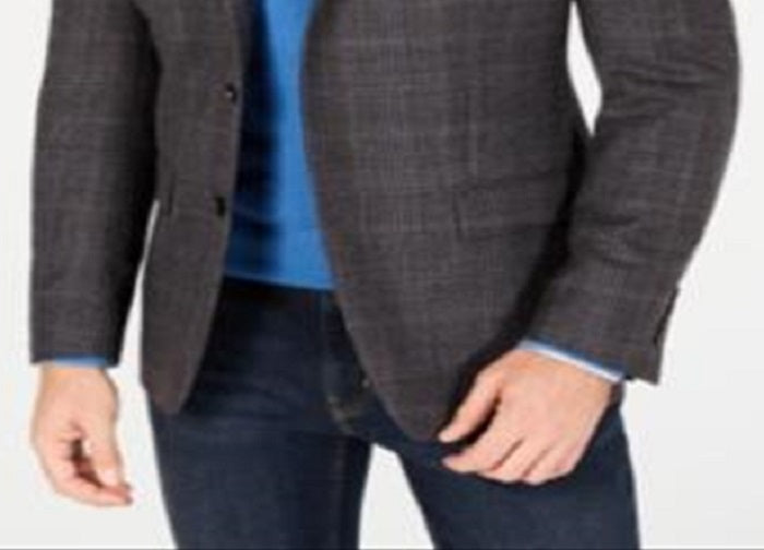 Casaco esportivo masculino Ralph Lauren de lã xadrez cinza, tamanho 44