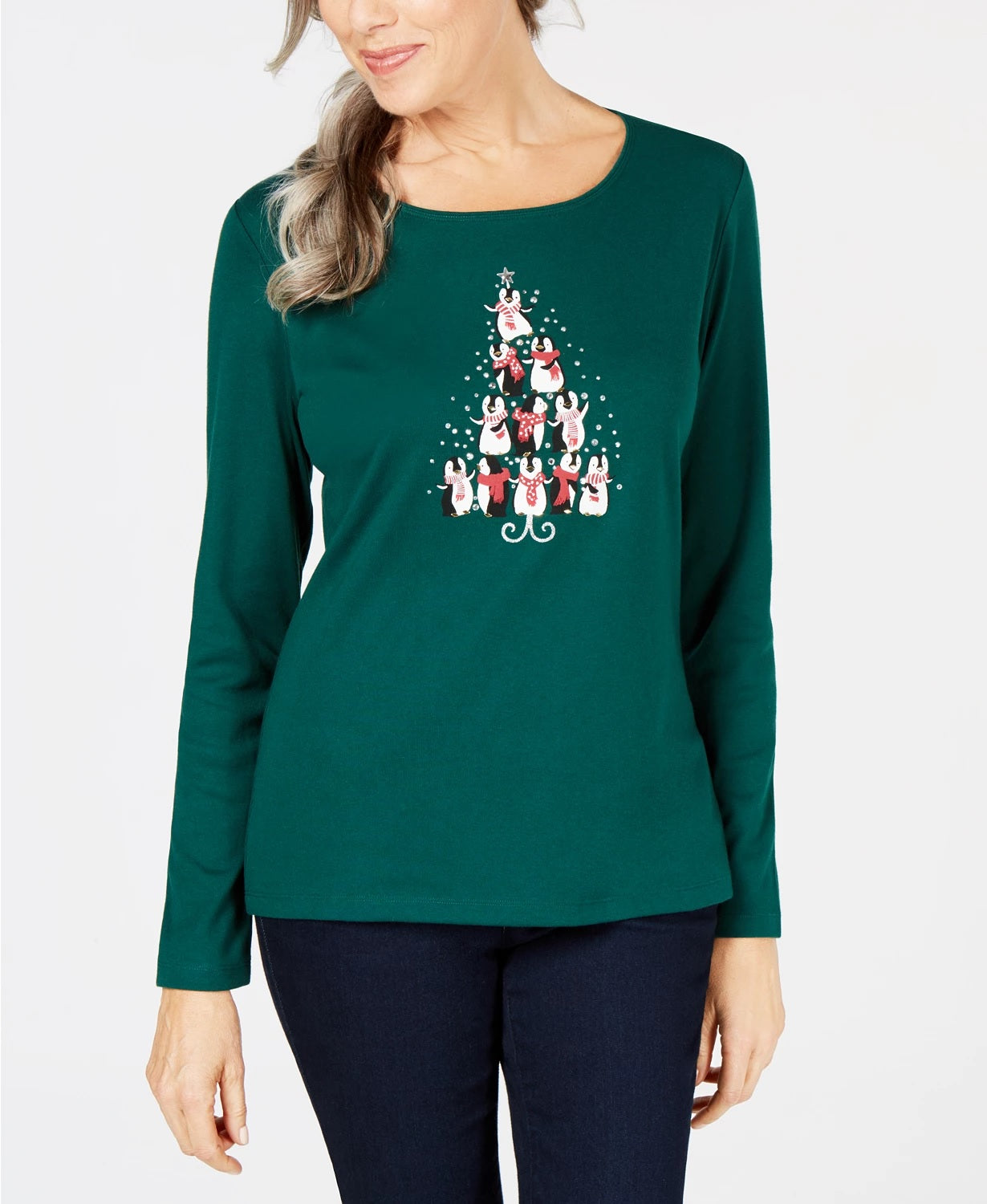 Blusa Karen Scott Feminina Estampa Pinguim Verde Tamanho Médio