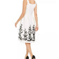Vestido evasê Donna Ricco feminino com bainha floral, cinza, tamanho 10