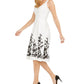 Vestido evasê Donna Ricco feminino com bainha floral, cinza, tamanho 10