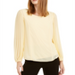 Blusa feminina Alfani com manga plissada, tamanho pequeno, amarela